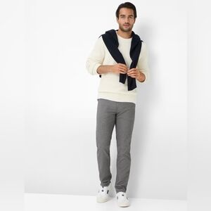 EUC Brax Feel Good Cadiz Straight Leg Pants Mens W35 Gray Micro Plaid Stretch